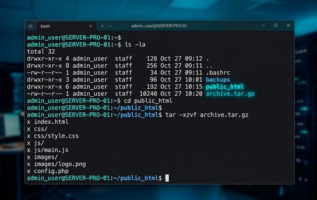 Работа с сервером через SSH в терминале