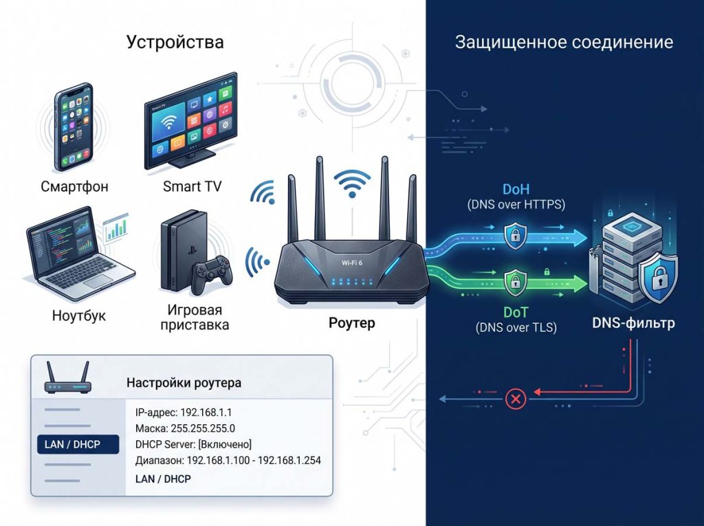 Настройка DNS-фильтра на роутере