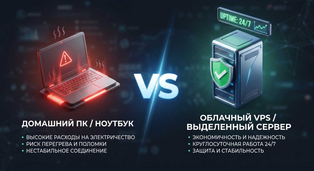 сравнение домашнего ПК и VPS