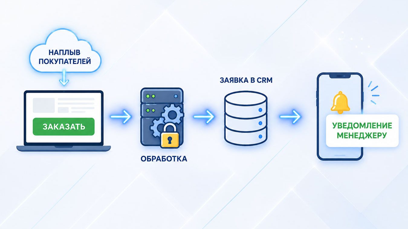 блок-схема движения лида от клиента до CRM