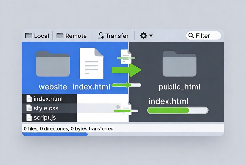 способы загрузки сайта на хостинг