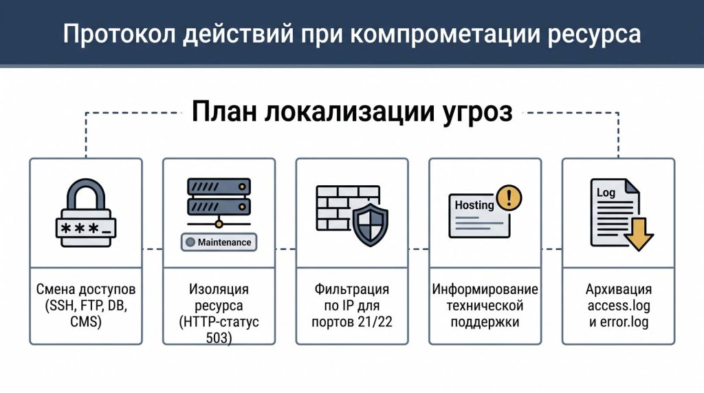 первые действия при взломе сайта